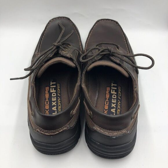 Skechers Relaxed Fit Mens Brown Leather Lace Up Casual Shoes Memory Foam Size 13 - Picture 8 of 13